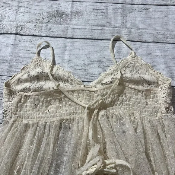 Rare Vintage Free People Say Hello to Heaven Lace Dots Crochet Slip Dress XS - Picture 13 of 13